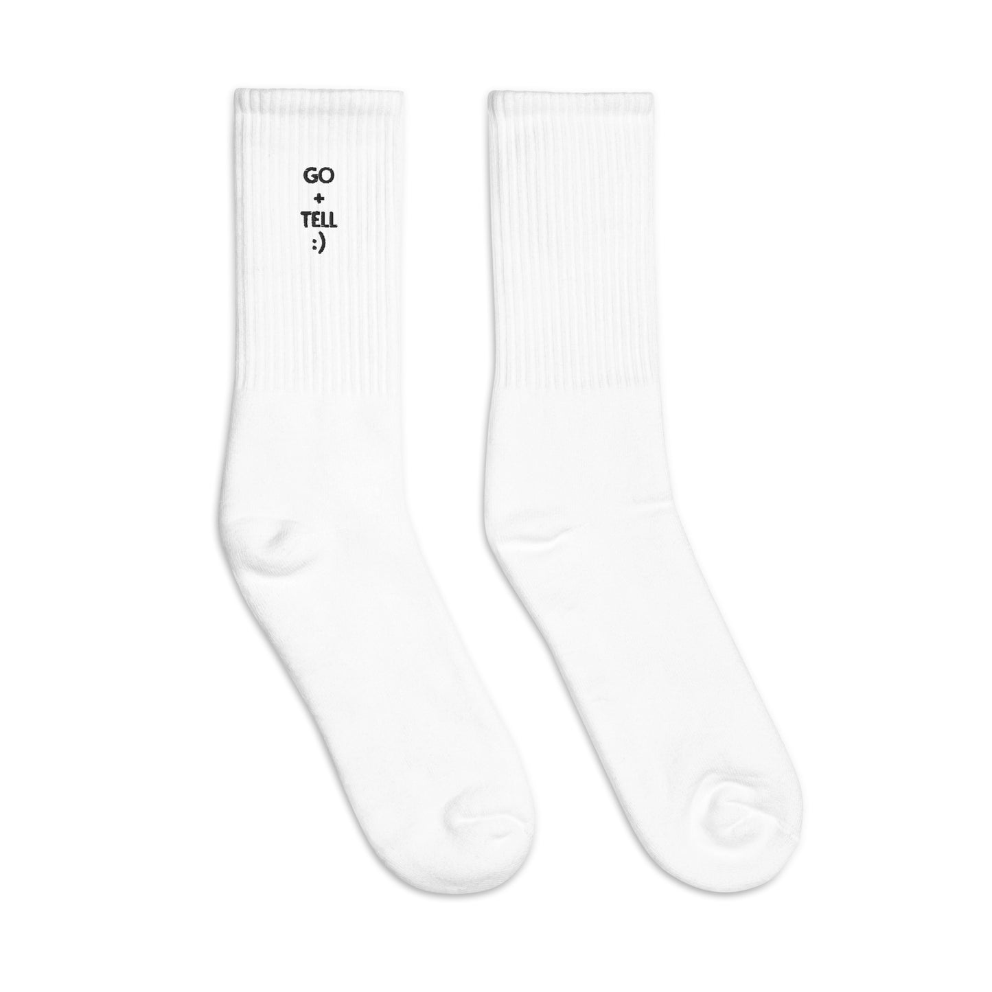 Go + Tell :) Embroidered socks (2 total socks)