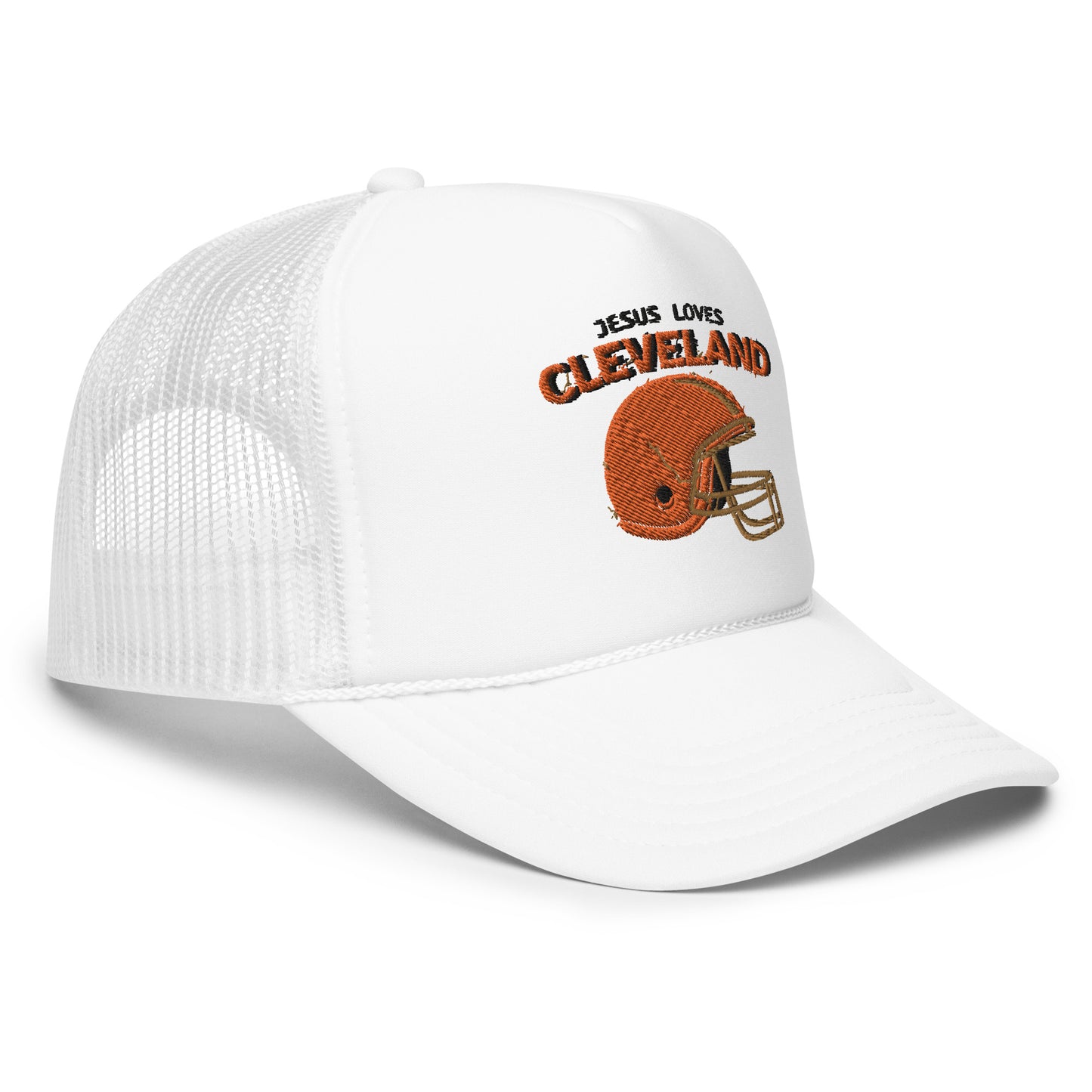 Jesus Loves Cleveland Foam trucker hat