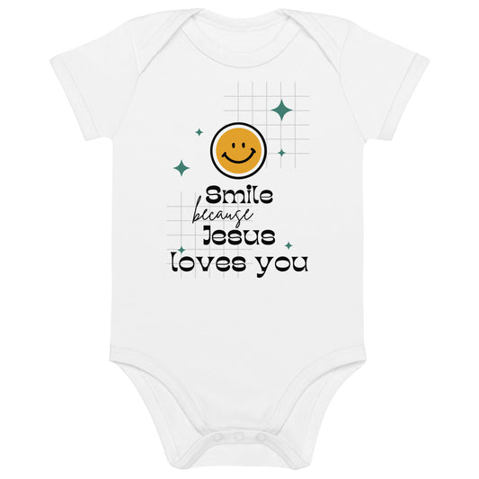 Smile Because Jesus Loves You Organic cotton baby bodysuit