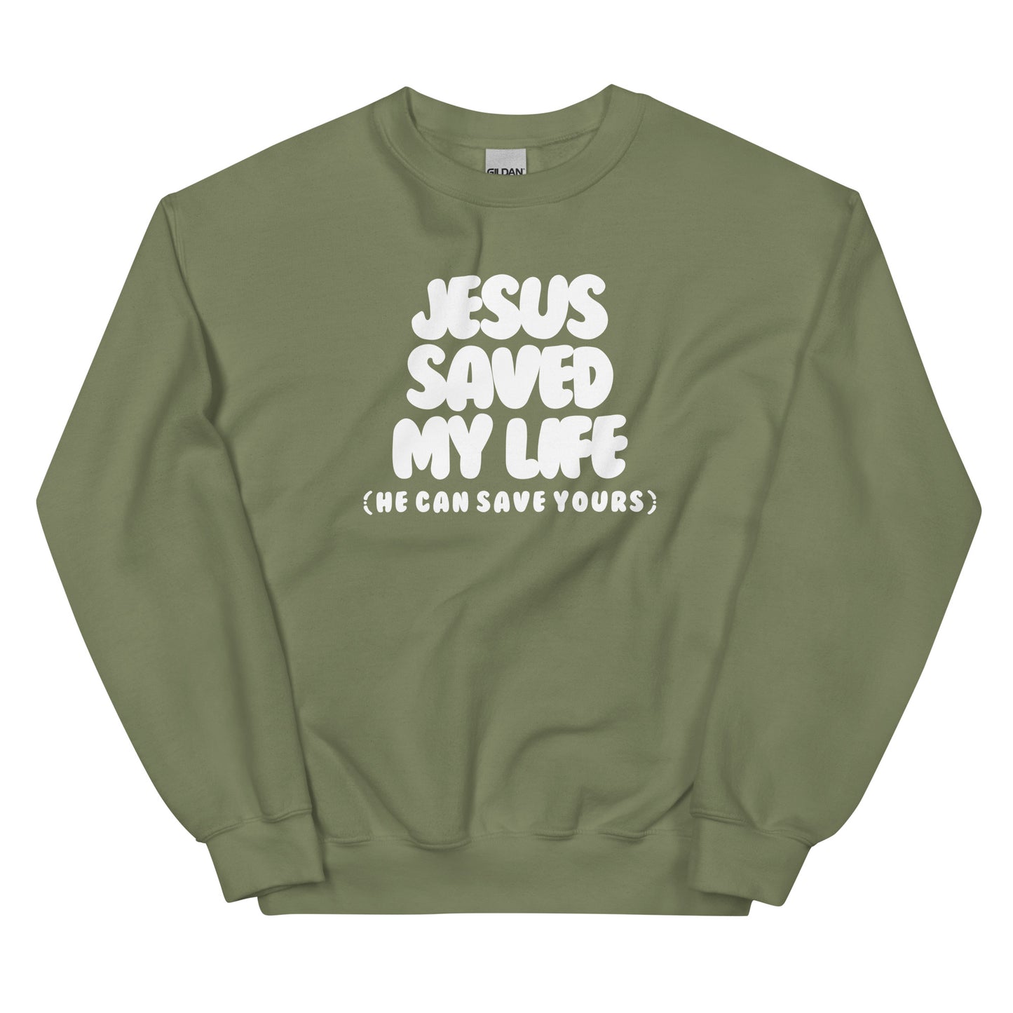 Jesus Saved My Life Unisex Crewneck (Bubble Letters)