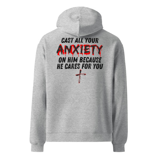 God Kill Anxiety Oversized Heavyweight Faded Hoodie